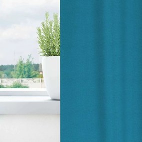 vidaXL Κουρτίνες Μαύρης Ύφανσης με Δαχτυλίδια 2 τμχ. Τιρκουάζ