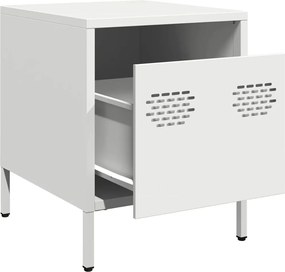 vidaXL Κομοδίνο Λευκό 35x39x43,5 εκ. από Χάλυβα