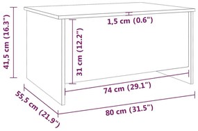 Τραπεζάκι Σαλονιού Καπνιστή Δρυς 80x55,5x41,5 εκ. Επεξεργ. Ξύλο - Καφέ