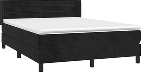 vidaXL Κρεβάτι Boxspring με Στρώμα Μαύρο 140x200 εκ. Βελούδινο