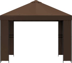 vidaXL Κιόσκι 3 x 3 m Καφέ Πολυεστέρας και Χάλυβας 190 gsm
