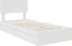 vidaXL Κρεβάτι Αποθήκης Λευκό 90 x 200 cm Επεξεργασμένο ξύλο