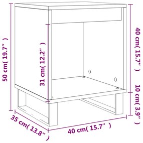 Κομοδίνα 2 τεμ. Γκρι Σκυροδέματος 40x35x50 εκ. Επεξεργ. Ξύλο - Γκρι