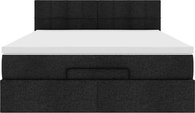 vidaXL Οθωμανικό κρεβάτι με στρώμα Μαύρο 140x200cm Ύφασμα