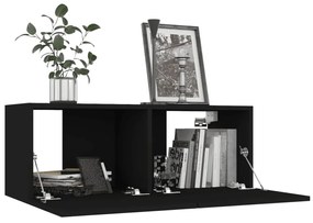 vidaXL Έπιπλα Τηλεόρασης 4 τεμ. Μαύρα 80 x 30 x 30 εκ. από Επεξ. Ξύλο