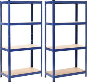 vidaXL Ραφιέρα 2 Τεμ. Μπλε 80 x 40 x 160 εκ. από Ατσάλι &amp; MDF