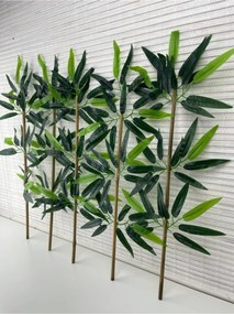 Stewehome Διακοσμητικό μπαμπού με τεχνητά φύλλα σετ 5 τεμαχίων Λευκό