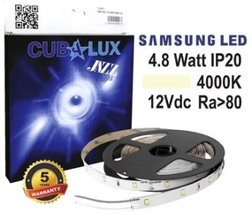 Ταινία LED 4,8W IP20 12V 3000K 4000K 5700K 5M JAZZ Cubalux-130719-nan 130719