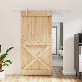 vidaXL Συρόμενη Πόρτα Φυσικό και Λευκό 100 x 210 cm