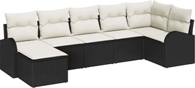 vidaXL Σετ Καναπέ Κήπου με μαξιλάρι 7 pcs Μαύρο Πολυ ράταν
