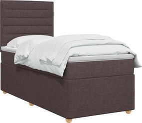 vidaXL Κρεβάτι box spring με στρώμα Σκούρο Καφέ 100 x 200 cm Ύφασμα