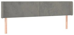 Κεφαλάρι με Πτερύγια Ανοιχτό Γκρι 163x16x78/88 εκ. Βελούδινο 3118542
