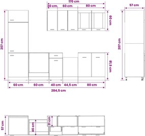 vidaXL Μονάδα κουζίνας Lyon 8 τμχ. Μαύρη Δρυς Επεξεργασμένο Ξύλο