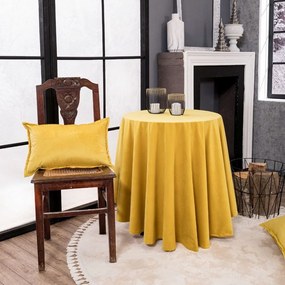 Τραπεζομάντηλο Velvet 14 Yellow Teoran Διάμετρος 180cm Cotton-Acrylic