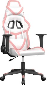 vidaXL Καρέκλα Gaming Λευκό και Ροζ από Συνθετικό Δέρμα