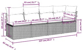 Σαλόνι Κήπου Σετ 8 Τεμαχίων Γκρι Συνθετικό Ρατάν με Μαξιλάρια - Γκρι