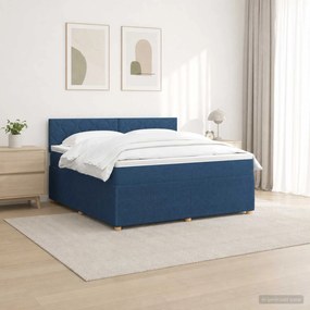 vidaXL Κρεβάτι box spring με στρώμα Μπλε 160 x 200 cm Ύφασμα