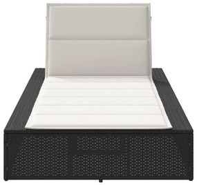 vidaXL Ξαπλώστρα με αιωρούμενο μαξιλάρι Μαύρο Poly Rattan