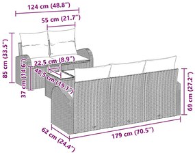 vidaXL Σετ Καναπέ Κήπου με μαξιλάρι 6 pcs Γκρι 55 x 55 x 37 εκ