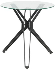 Τραπέζι Dezous pakoworld γυαλί-πόδι μαύρο μέταλλο Φ70x75εκ