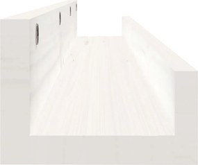 vidaXL Ράφια Τοίχου 2 τεμ. Λευκό 80x12x9 εκ. από Μασίφ Ξύλο Πεύκου