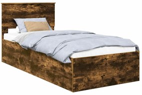 vidaXL Σκελετός Κρεβατιού με κεφαλάρι Καπνιστό Δρύς 120 x 200 cm