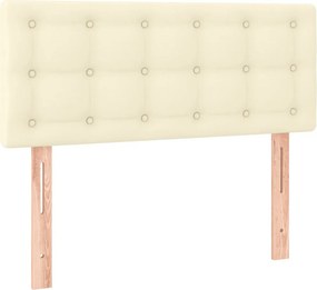 vidaXL Κρεβάτι Boxspring με Στρώμα Κρεμ 90x190 εκ. από Συνθετικό Δέρμα