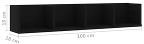 vidaXL Ράφι Τοίχου για CD Μαύρο 100 x 18 x 18 εκ. από Επεξ. Ξύλο