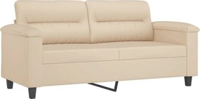 vidaXL Πολυθρόνες Σετ 2 Τεμ. Κρεμ από Ύφασμα Μικροϊνών με Μαξιλάρια