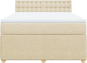 vidaXL Κρεβάτι Boxspring με Στρώμα Κρεμ 140x190 εκ. Υφασμάτινο