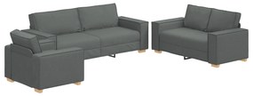 vidaXL Σετ Καναπέ 3 Τεμαχίων με Μαξιλάρια Σκούρο Γκρι Υφασμά