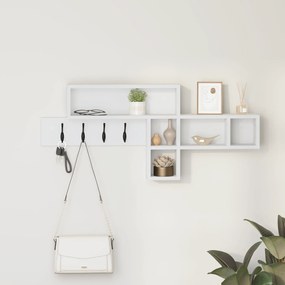 vidaXL Τοίχου Κρεμάστρα Λευκό 100 x 12 x 43.5 εκ Επεξεργασμένο ξύλο
