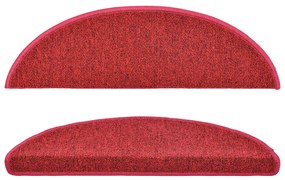 vidaXL Πατάκια Σκαλιών 15 τεμ. Κόκκινο Ημίστρογγυλά 56x17x3 εκ.