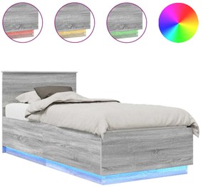 vidaXL Σκελετός Κρεβατιού Γκρίζο Σονομα 70 x 190 cm Επεξεργασμένο ξύλο