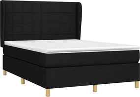 vidaXL Κρεβάτι Boxspring με Στρώμα Μαύρο 140x200 εκ. Υφασμάτινο