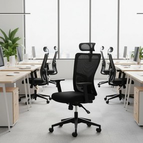 Office Chair Set (2 Pieces) Lumbar 126 - Black Black