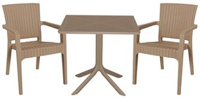 Τραπεζαρία Groovy-Halcyon (Σετ 3Τμχ) 253-000093 80x80x74,5cm Cappuccino 2 Θέσεων