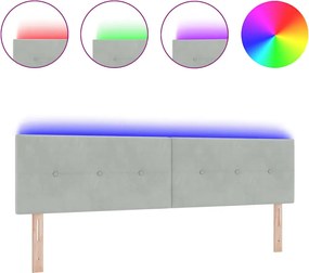 vidaXL LED κεφαλάρι με LED ταινίες φωτός Ανοιχτό γκρι 180 cm Βελούδο