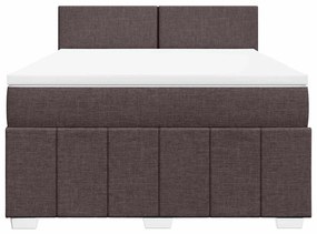 vidaXL Κρεβάτι Boxspring με Στρώμα Σκούρο Καφέ 140x190 εκ. Υφασμάτινο