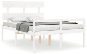 Κρεβάτι Ηλικιωμένου με Κεφαλάρι Λευκό Μασίφ Ξύλο Small Double - Λευκό