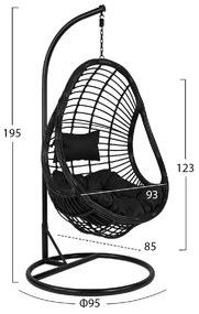 ΚΡΕΜΑΣΤΗ ΠΟΛΥΘΡΟΝΑ ΦΩΛΙΑ CALLIE HM5541.02 ΜΕ ΜΑΥΡΟ WICKER &amp; ΜΑΞΙΛΑΡΙΑ Φ105Χ195Υ εκ.