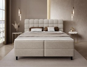 Επενδυμένο κρεβάτι Mecan-Μπεζ-160 x 200