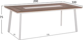 ΤΡΑΠΕΖΙ ΑΛΟΥΜΙΝΙΟΥ TABER HM5131.11 ΛΕΥΚΟ ΜΕ POLYWOOD TOP 200x100x75Υεκ