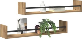 vidaXL Ράφι Τοίχου Επιτοίχιο 2 pcs Artisan Oak 80 x 16 x 14 cm