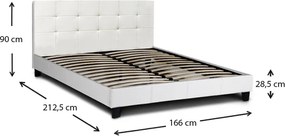 Κρεβάτι Sissy Megapap από τεχνόδερμα χρώμα λευκό 160x200εκ.