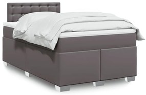 VidaXL Κρεβάτι Boxspring με Στρώμα Γκρι 120x200εκ. από Συνθετικό Δέρμα