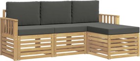vidaXL Σειρά Καναπέ Εξωτερικού 4 pcs Άσπρο και Ανθρακί
