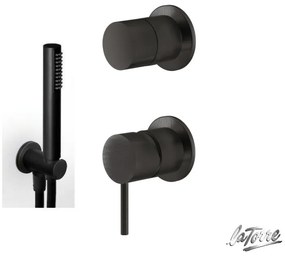 La Torre ELLE316 Black Brushed ΣΕΤ Επίτοιχη παροχή νερού+Τηλέφωνο+Σπιράλ+Μίκτης εντοιχισμού