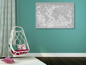 Εικόνα σε χάρτη από φελλό σε ασπρόμαυρο σχέδιο - 90x60  color mix