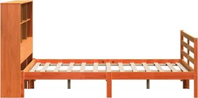 vidaXL Κρεβάτι Βιβλιοθήκη Χωρίς Στρώμα Καφέ 140x190 εκ Μασίφ Πεύκο